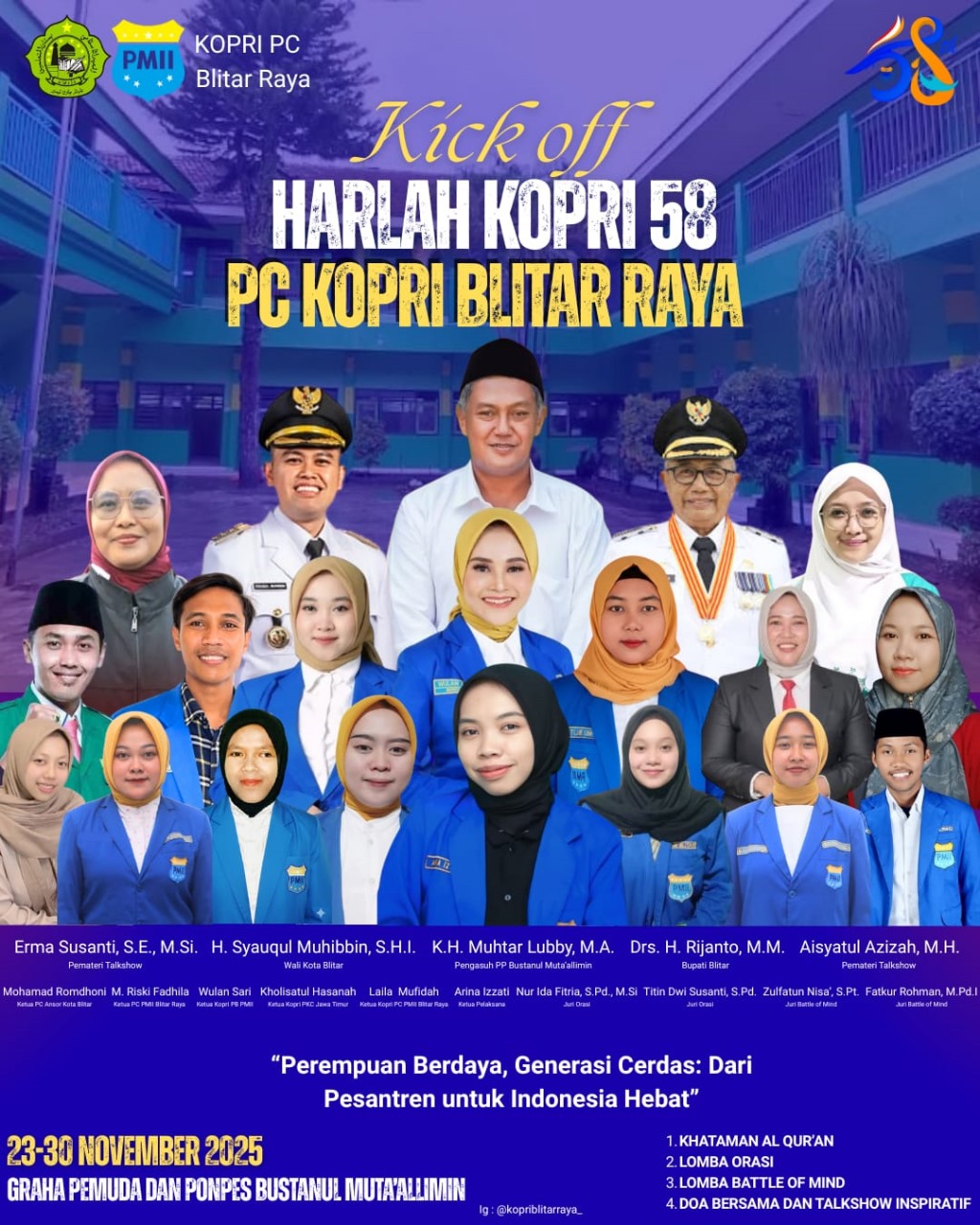 Kick Off Harlah KOPRI ke-58 PC KOPRI Blitar Raya resmi dimulai, ini agenda lengkapnya!